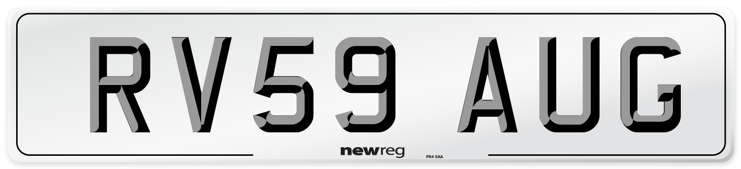 RV59 AUG Number Plate from New Reg